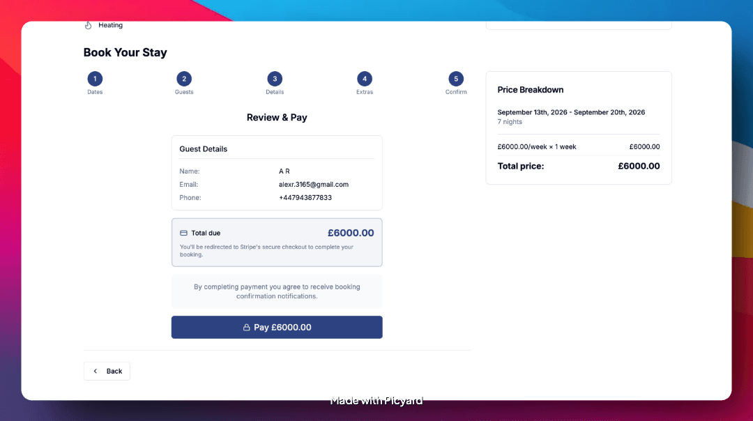 Review & Pay screen